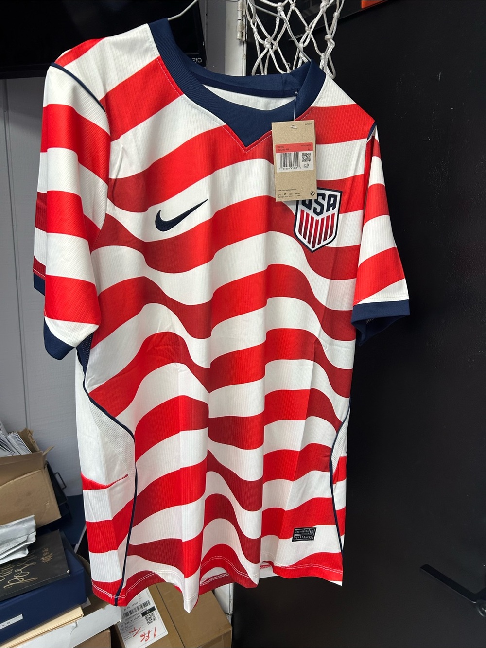 Nike Red & White USA Wave Stripe Soccer Jersey - Picture 3 of 10